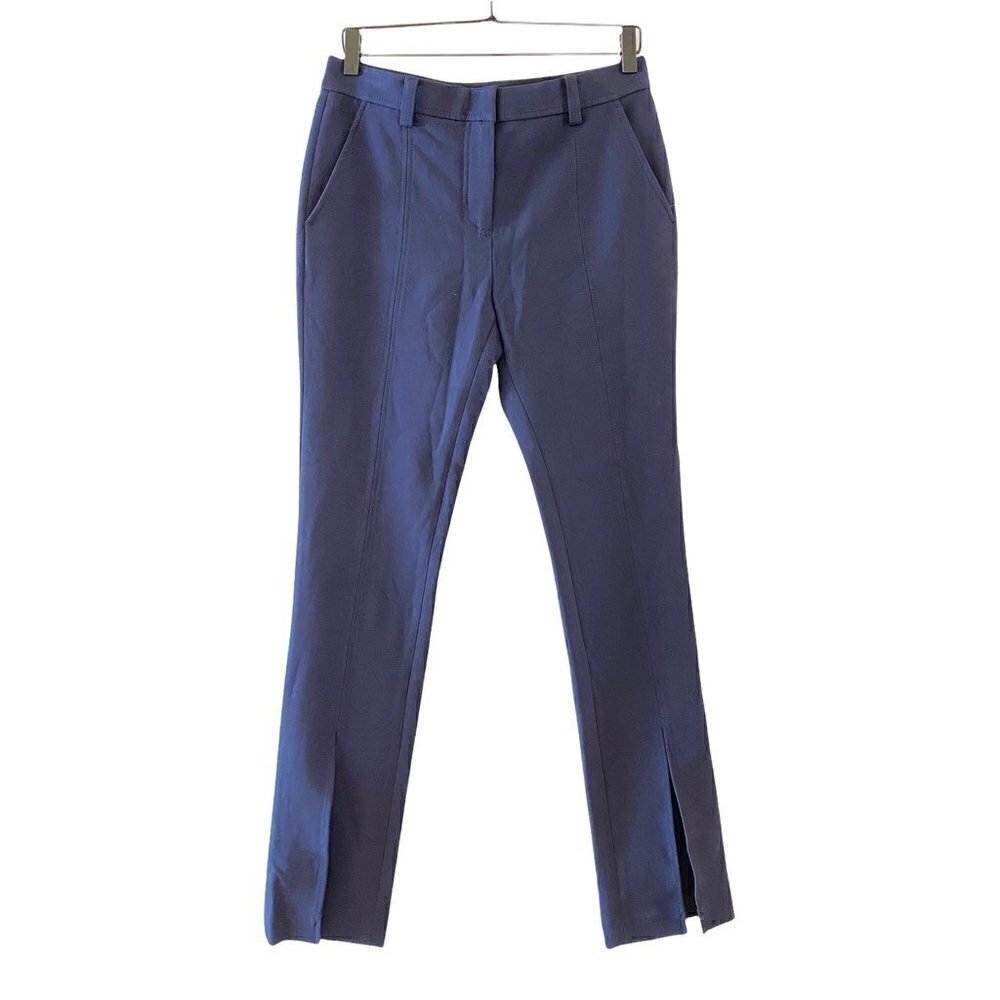 A.L.C. Womens Slim Fit Conway Straight Leg Front Slit Pants Blue Size 6 NEW